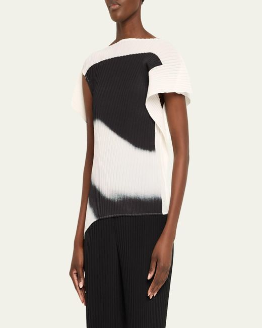 Issey Miyake Black Shadow Study Pleated Asymmetric Top