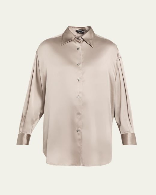 Tom Ford Natural Button-Down Silk Shirt