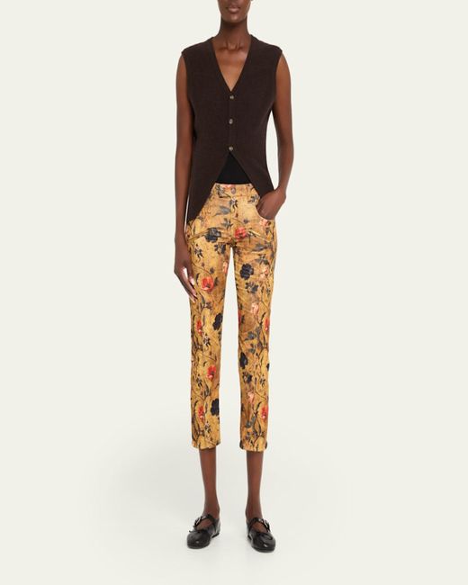 R13 Multicolor Boy Straight Coated Floral Jeans