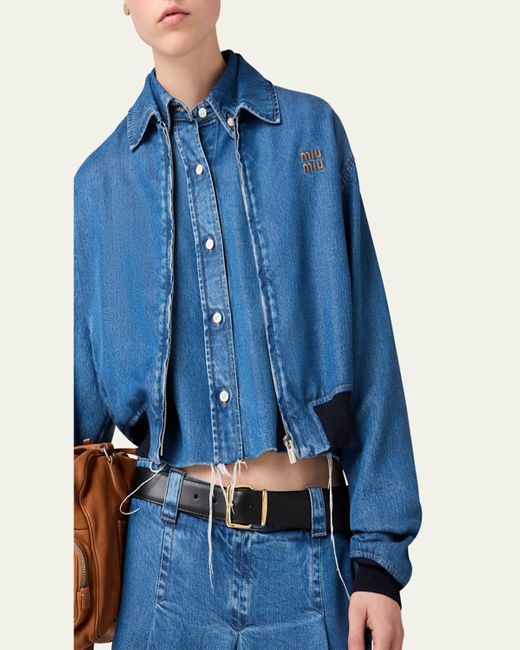 Miu Miu Blue Cropped Denim Jacket