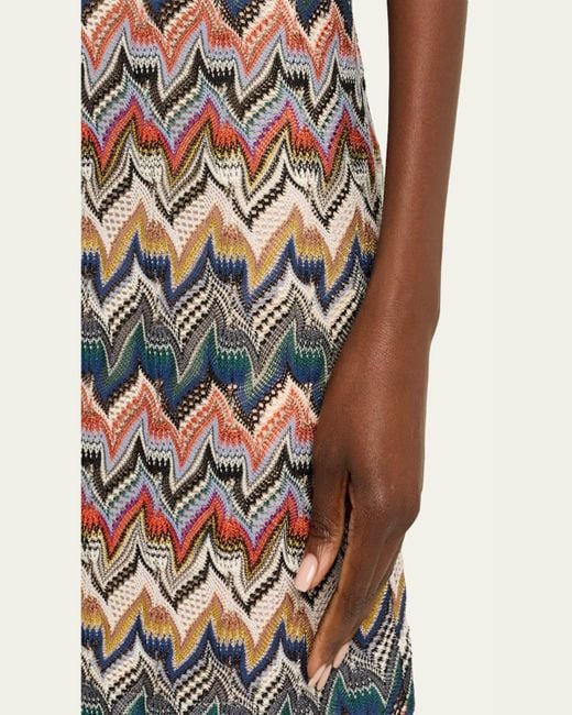 Missoni White Metallic Zigzag Short-Sleeve Mini Dress