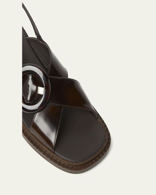 Prada Natural Leather Crisscross Slingback Sandals