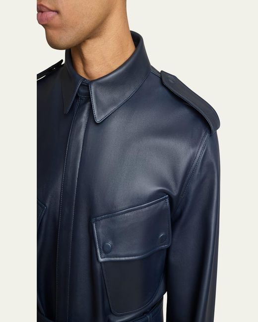 Givenchy Blue Leather Safari Jacket for men
