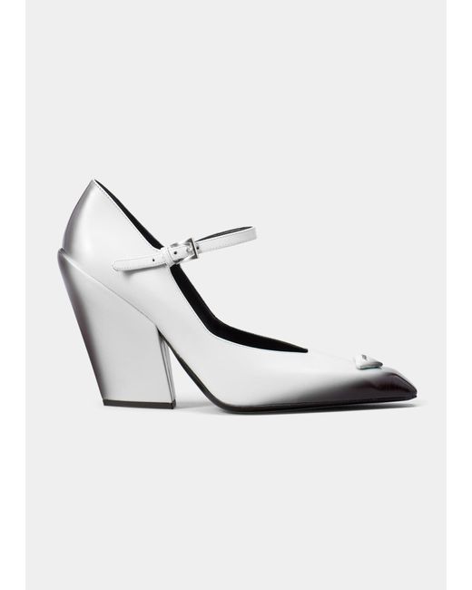 Prada Modellerie Leather Mary Jane Pumps in White | Lyst