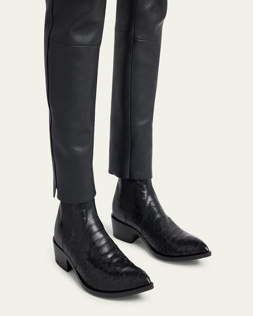 Tom Ford Black Python-Embossed Leather Boots for men