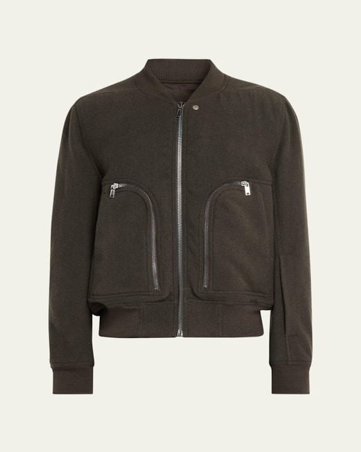 Rick Owens Black Wool Knit Full-Zip Bomber Jacket for men