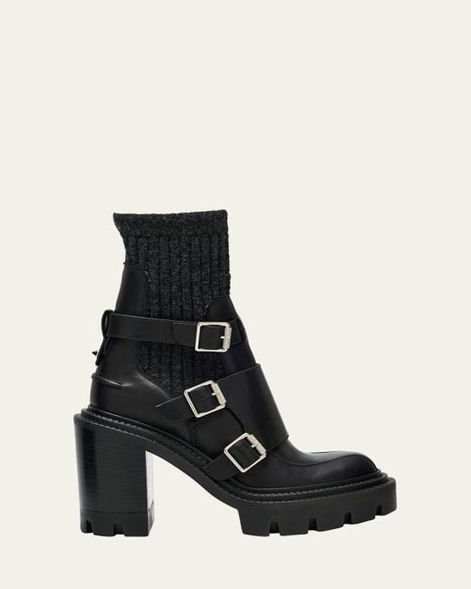 Christian Louboutin Black Cortinetta College-Sole Ankle Boots
