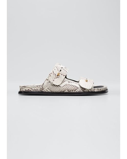MERCEDES CASTILLO White Samira Leather Slide Sandals