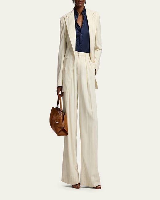 Ralph Lauren Cameron Straight-Fit Silk Shirt in Blue | Lyst