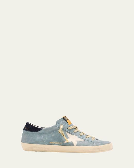 Golden Goose Deluxe Brand White Super-Star Low-Top Suede Sneakers
