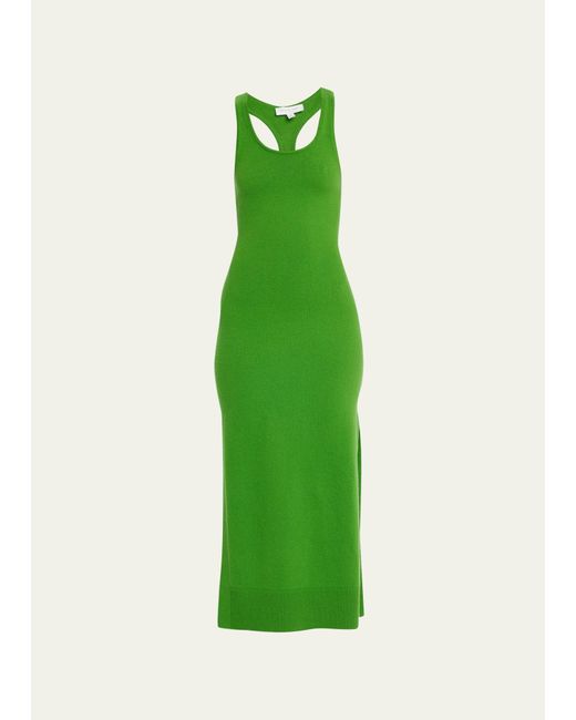 Michael Kors Green Tank Cashmere Maxi Dress With Side Slit