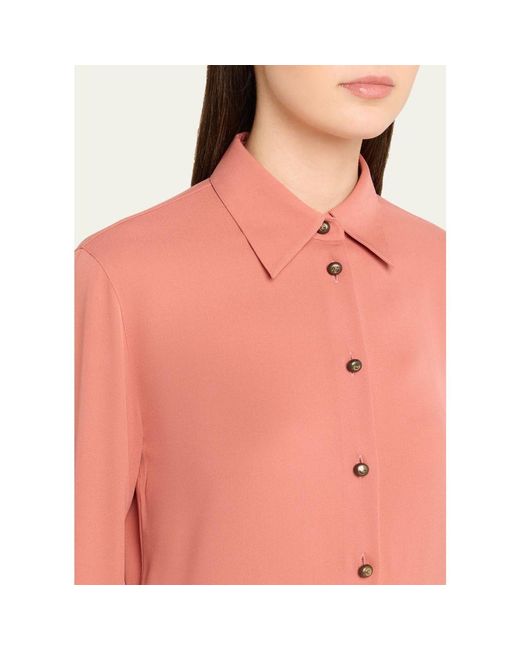 Giorgio Armani Pink Silk Slim Button-Down Blouse