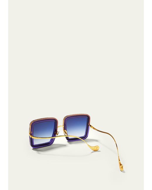 Anna Karin Karlsson Blue Beaming Sky Swarovski Square Acetate Sunglasses