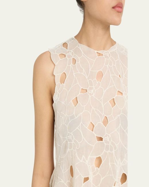 Ulla Johnson Natural Ali Embroidered Sleeveless Top