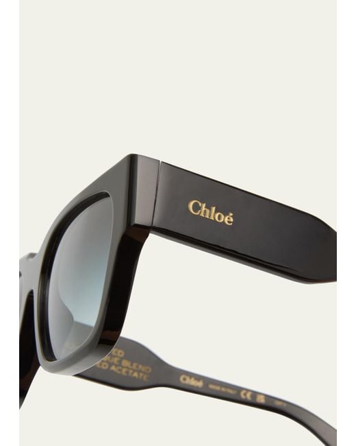 Chloé Gray Acetate Rectangle Sunglasses