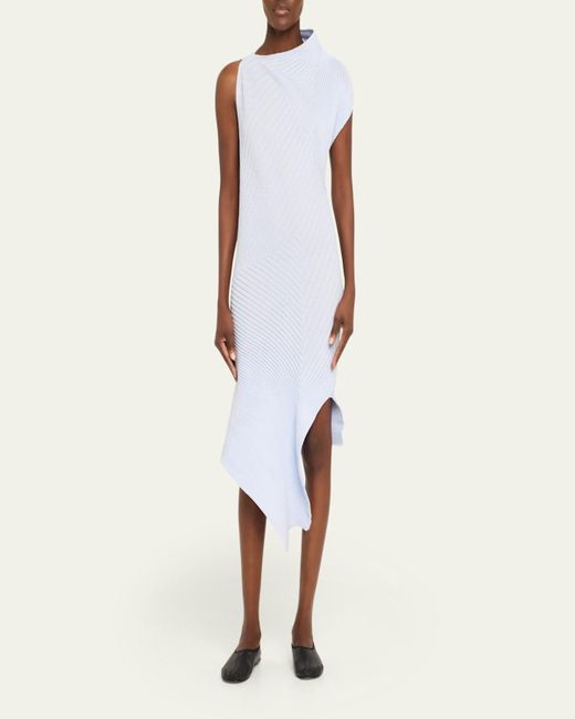 Issey Miyake White Subdued Asymmetric Dress