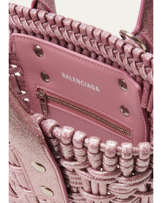 Balenciaga Bistro Xxs Basket Glitter Top-handle Bag in Pink | Lyst