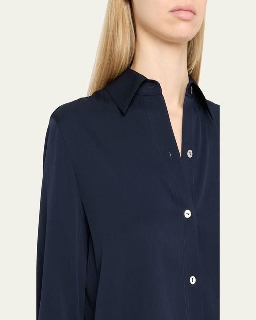 Vince Blue Classic Button-Front Blouse