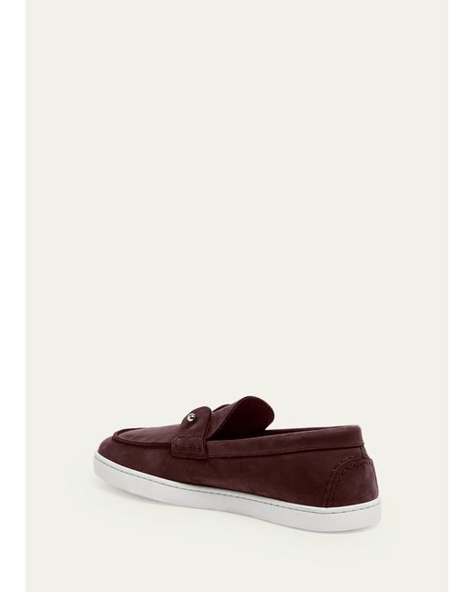 Christian Louboutin White Chambeliboat Suede Boat Shoes for men