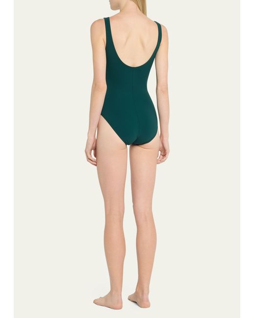 Karla Colletto Green Eleni V-neck Silent Underwire One-piece Swimsuit