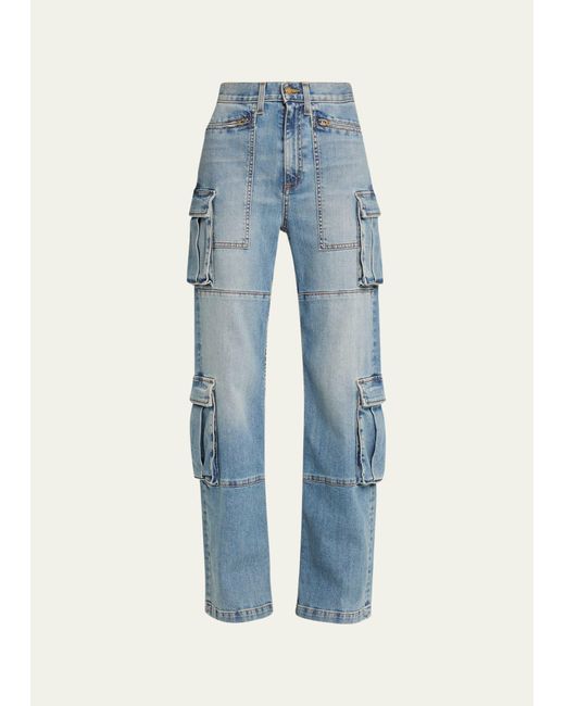 Ramy Brook Blue Giana Wide-leg Cargo Jeans