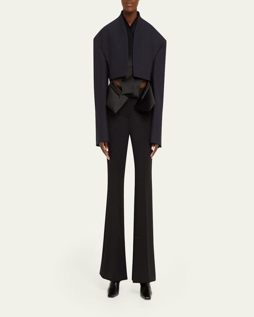 A.W.A.K.E. MODE Blue Oversized Cropped Jacket