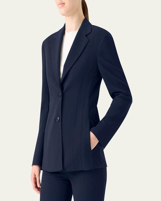 Akris Blue Walker Double-Face Wool Single-Breasted Jacket