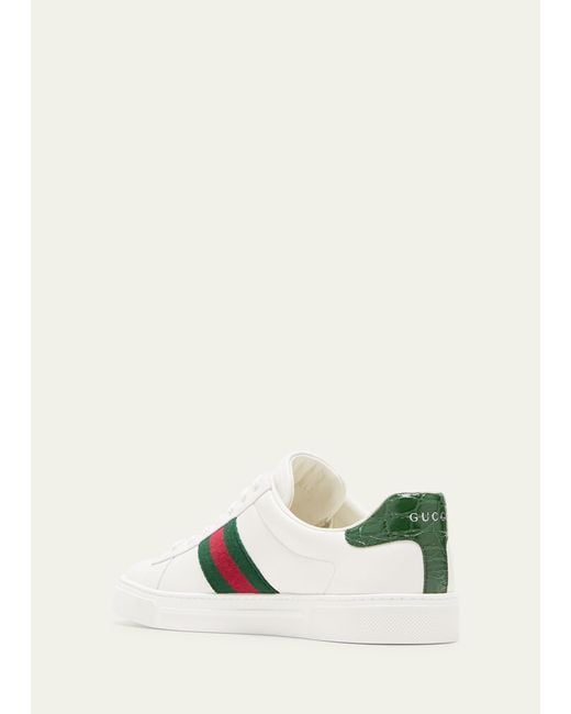 Gucci Natural Ace Leather Web Low-top Sneakers