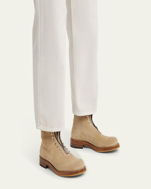 Alexander McQueen Natural The Maker Suede Zip-Up Boots for men