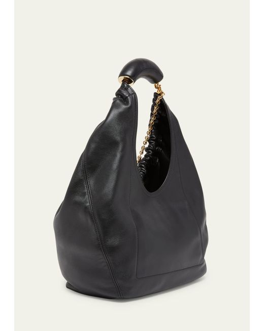 Loewe Black Small Squeeze Chain Leather Hobo Bag