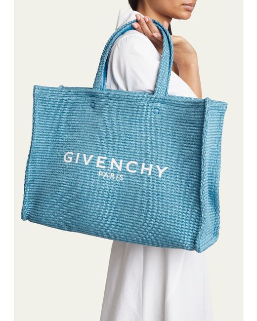 Givenchy Blue Medium G-tote Bag In Cotton