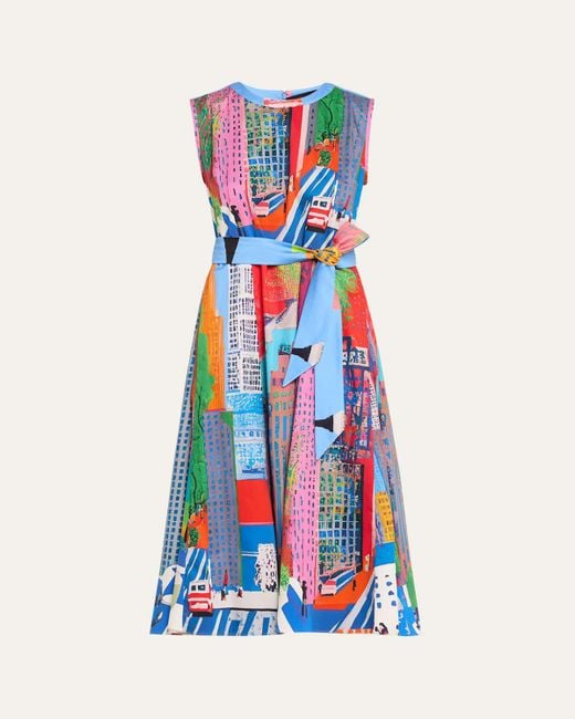 Libertine White Nyc Lady Printed Sleeveless Midi Dress