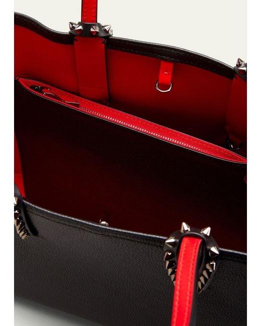 Christian Louboutin Black Cabata Small Tote In Grained Leather