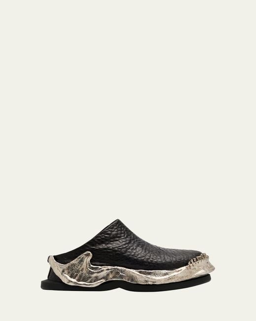 サンダル・ミュール alexander mcqueen Black leather Wave slippers Alexander McQueen Black Leather Wave Slipper – LOZURI®