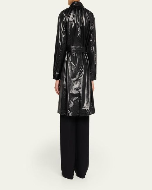 Jane Post Black Single-Breasted Trench Coat