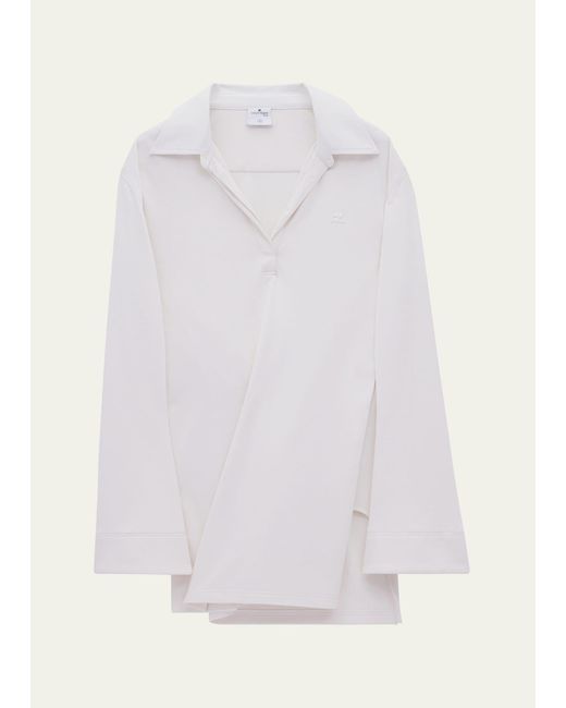Courreges White Ls Collared Twist Polo Dress