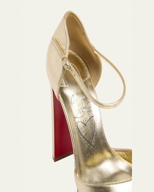 Christian Louboutin Natural 130Mm Sandaloo Metallic Platform Sandals