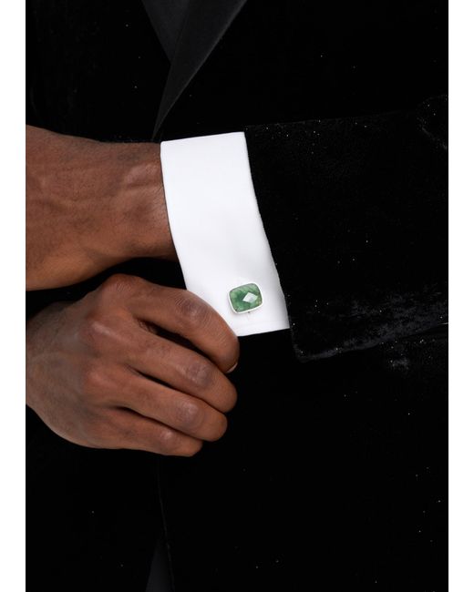 Jan Leslie Green Square Emerald Cufflinks for men