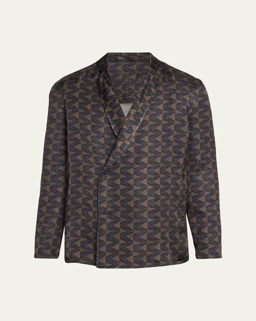 Giorgio Armani Gray Geometric Single-Breasted Jacket for men
