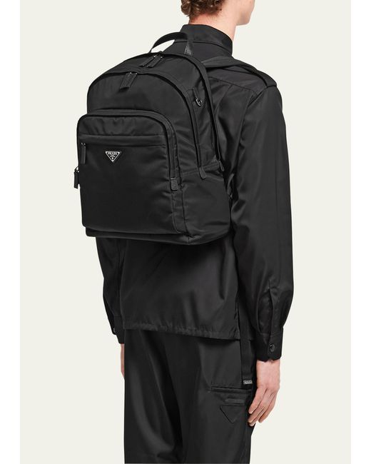 Prada Black Triangle Logo Nylon Backpack for men