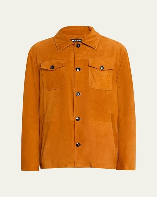 Kiton Orange Suede Jacket for men
