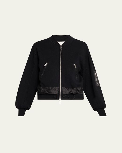 3.1 Phillip Lim Black Double-Layer Bomber Jacket