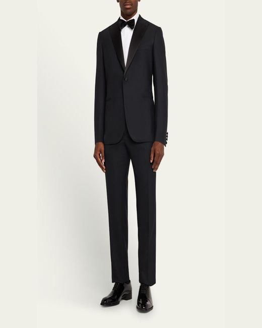 Brioni Black Solid Wool Tuxedo for men