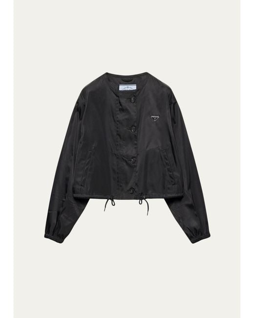 Prada Black Logo Drawstring-Hem Jacket