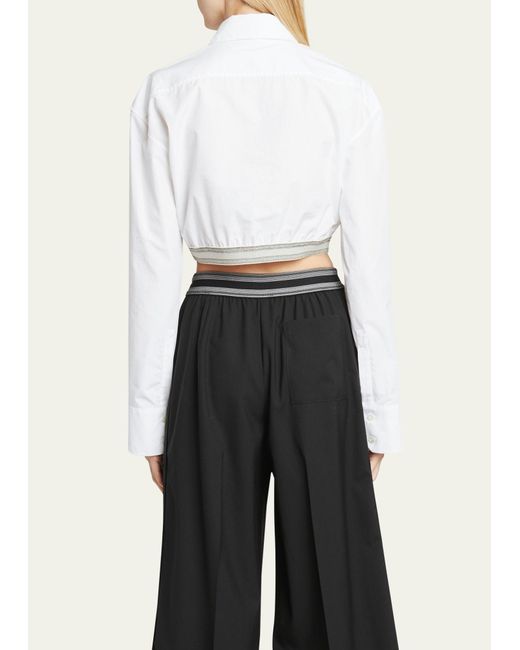 Loewe Natural Button-down Cropped Top With Logo Waistband