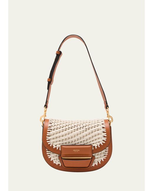 Oroton Dahlia Woven Saddle Crossbody Bag in White Lyst