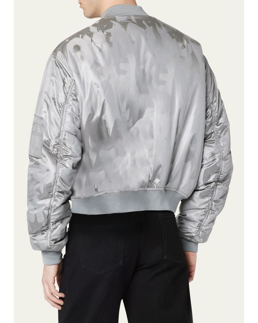 Alexander McQueen Gray Metallic Logo Bomber Jacket for men