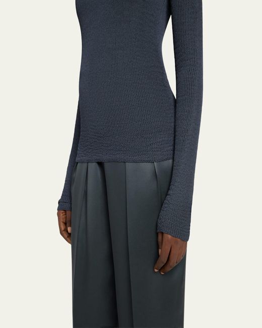 Giorgio Armani Blue Textured Viscose-Blend Sweater