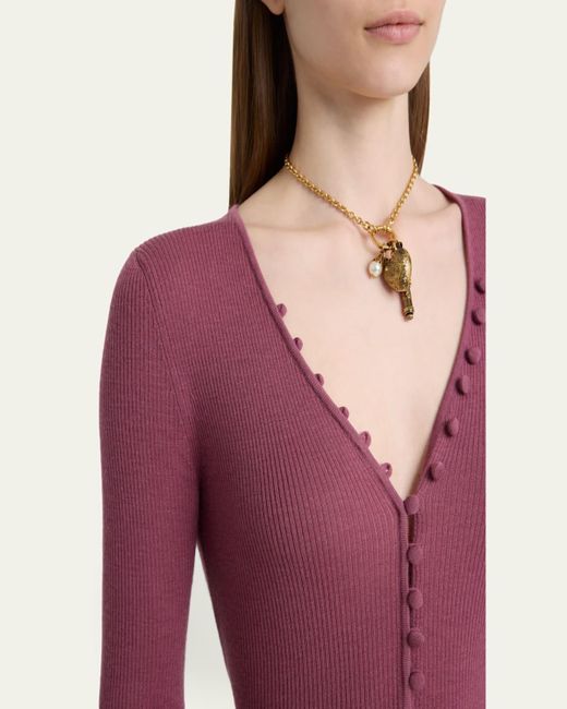 Chloé Pink Ribbed Wool Henley