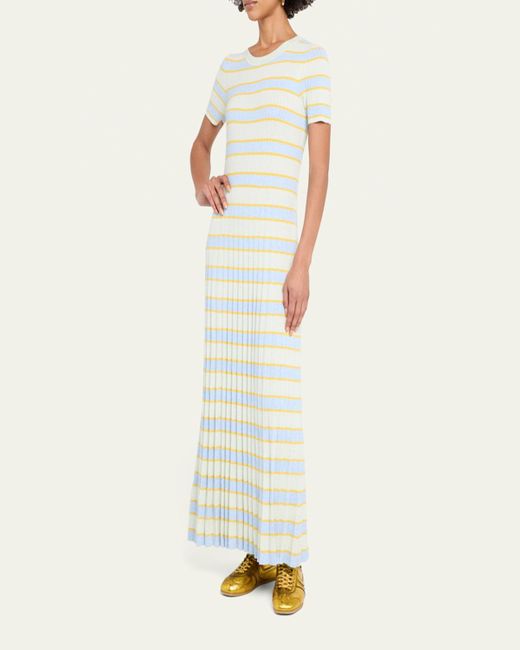 Rag & Bone White Eloise Stripe Short-Sleeve Maxi Dress